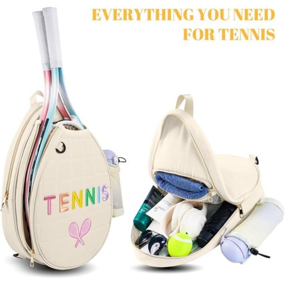 Tennis Bags, Tennis Sling Crossbody Backpack, Water Resistant - Picture 3 of 7